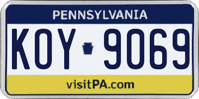 PA license plate KOY9069