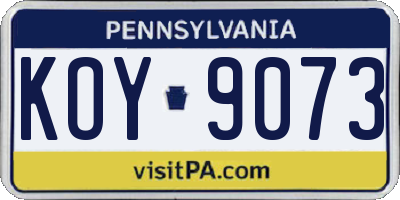 PA license plate KOY9073