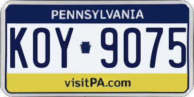 PA license plate KOY9075