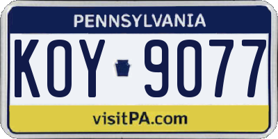 PA license plate KOY9077