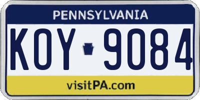 PA license plate KOY9084