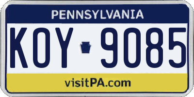 PA license plate KOY9085