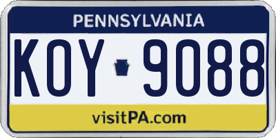 PA license plate KOY9088