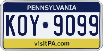 PA license plate KOY9099