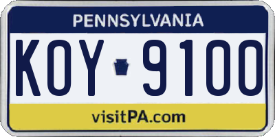 PA license plate KOY9100