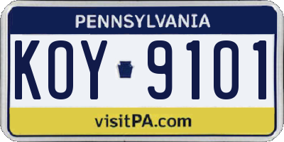 PA license plate KOY9101