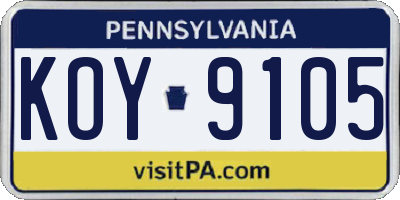 PA license plate KOY9105