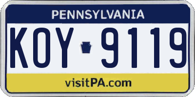 PA license plate KOY9119
