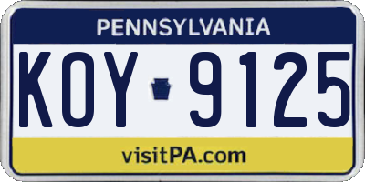 PA license plate KOY9125