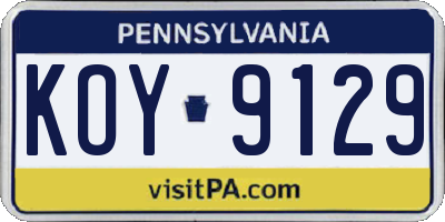 PA license plate KOY9129