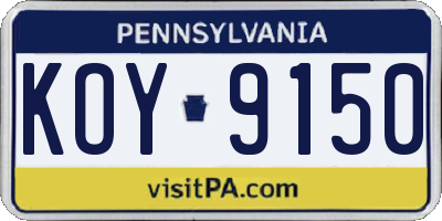 PA license plate KOY9150