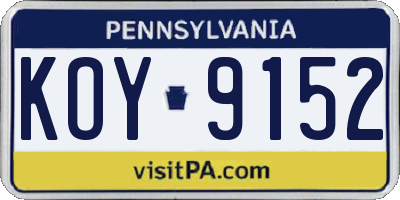PA license plate KOY9152