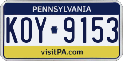 PA license plate KOY9153