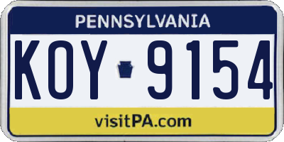 PA license plate KOY9154