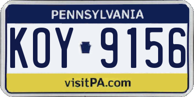 PA license plate KOY9156