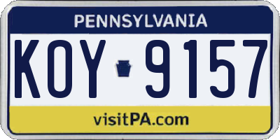 PA license plate KOY9157