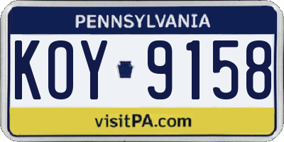 PA license plate KOY9158