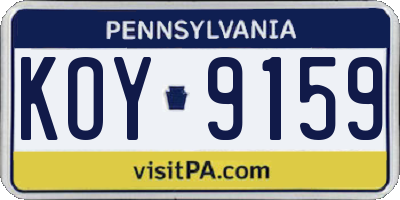 PA license plate KOY9159