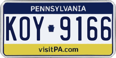 PA license plate KOY9166