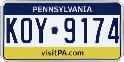 PA license plate KOY9174