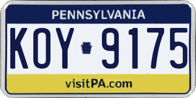 PA license plate KOY9175