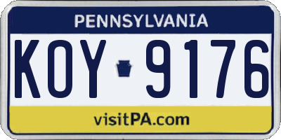 PA license plate KOY9176