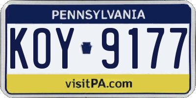 PA license plate KOY9177