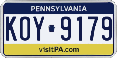 PA license plate KOY9179
