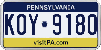 PA license plate KOY9180