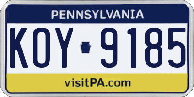 PA license plate KOY9185