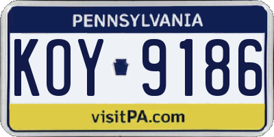 PA license plate KOY9186