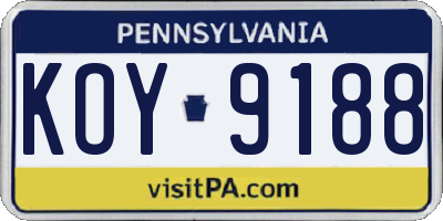 PA license plate KOY9188