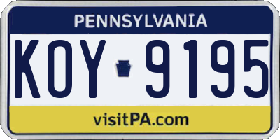 PA license plate KOY9195