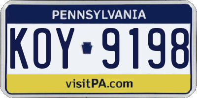 PA license plate KOY9198