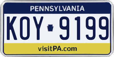 PA license plate KOY9199