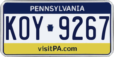 PA license plate KOY9267