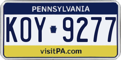 PA license plate KOY9277