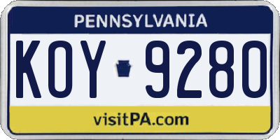 PA license plate KOY9280