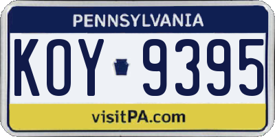 PA license plate KOY9395