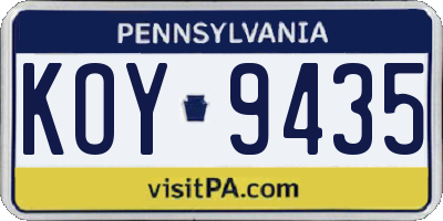 PA license plate KOY9435