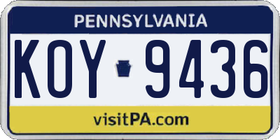 PA license plate KOY9436