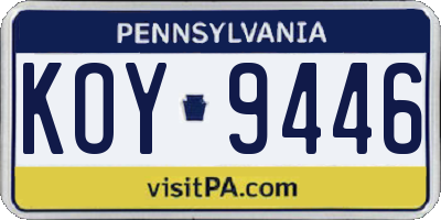 PA license plate KOY9446