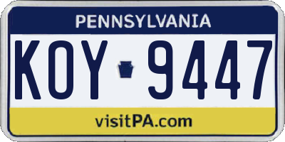 PA license plate KOY9447