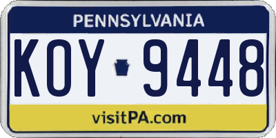 PA license plate KOY9448