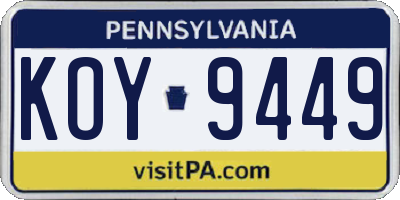 PA license plate KOY9449
