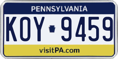 PA license plate KOY9459