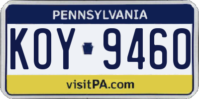 PA license plate KOY9460