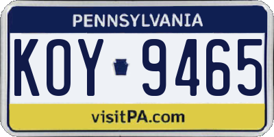 PA license plate KOY9465