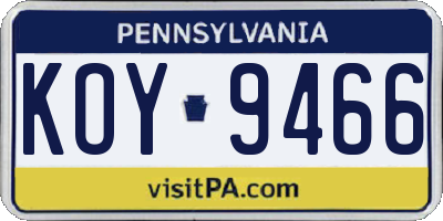 PA license plate KOY9466