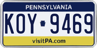PA license plate KOY9469